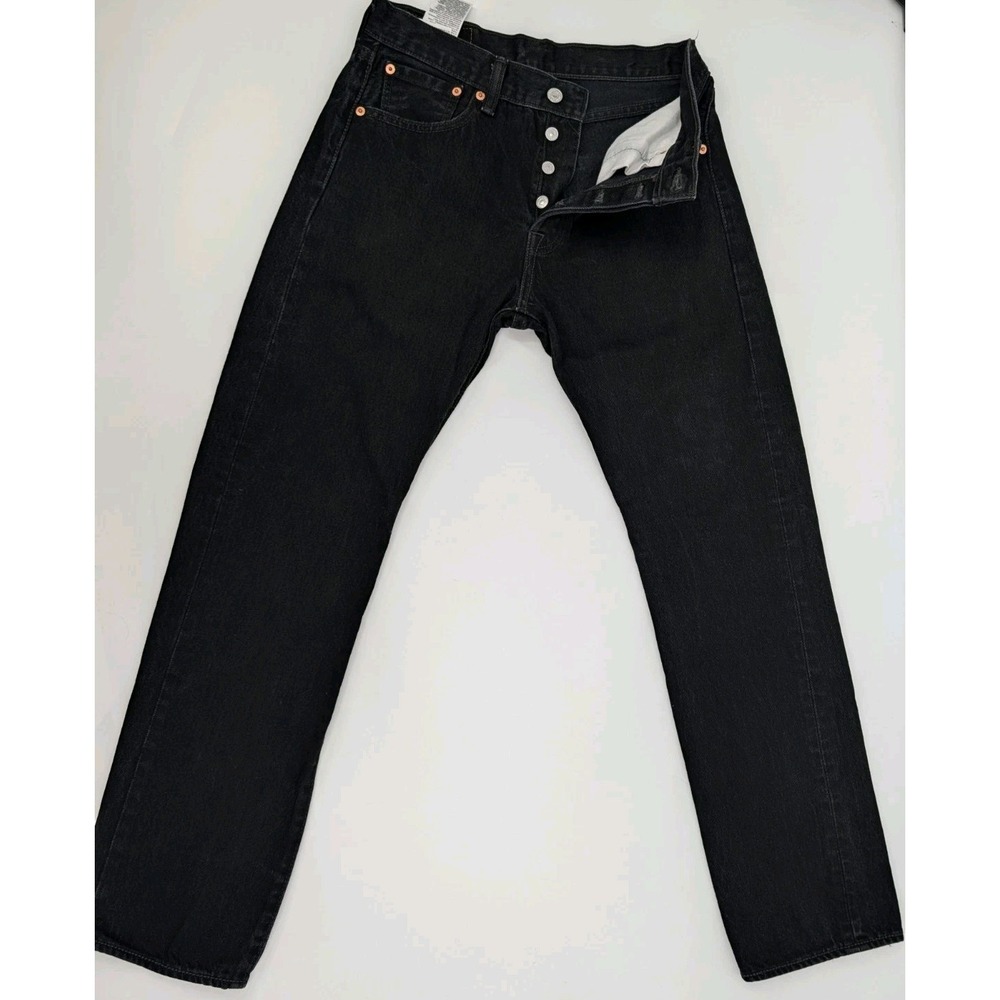 Levis Jeans 501 Black Denim Straight Button Fly 30X30 Western Grunge Bikercore